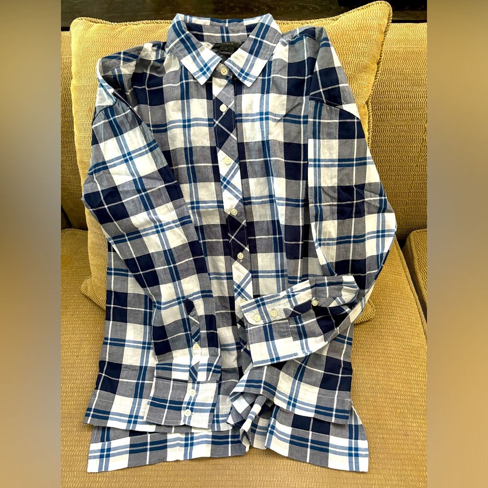 NWT J Crew Shirt in Blue and White Check Cotton Size XS